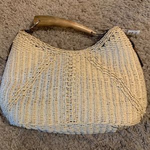 Wicker Bag with Wooden Horn Handle